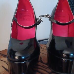 Black high heeled shoes